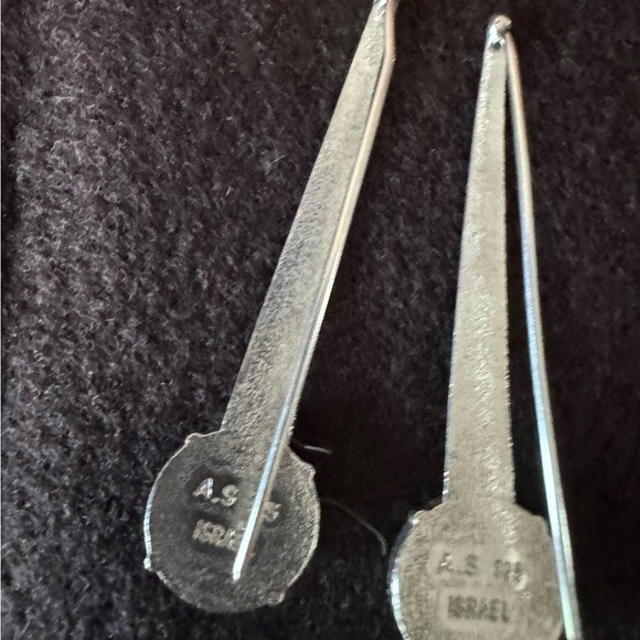 Silver earrings with turquoise round stone - Picture 2 of 2